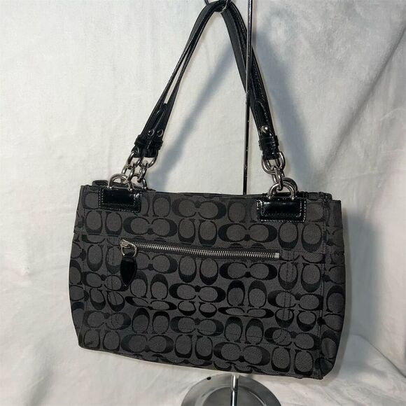 Coach Women's Black Signature Python Shoulder Bag - Picture 4 of 12